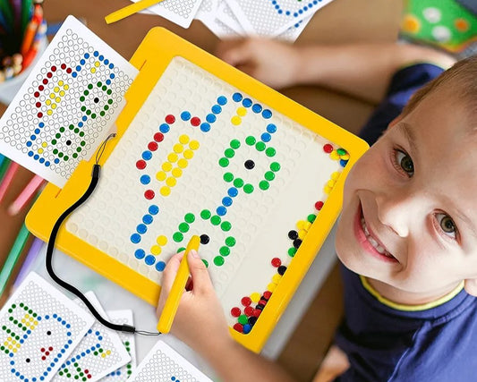 Magnetic Dot Board for Kids, Magnetic Drawing Board, Magnetic Learning Board for Toddler Kids (Elephant - Yellow)