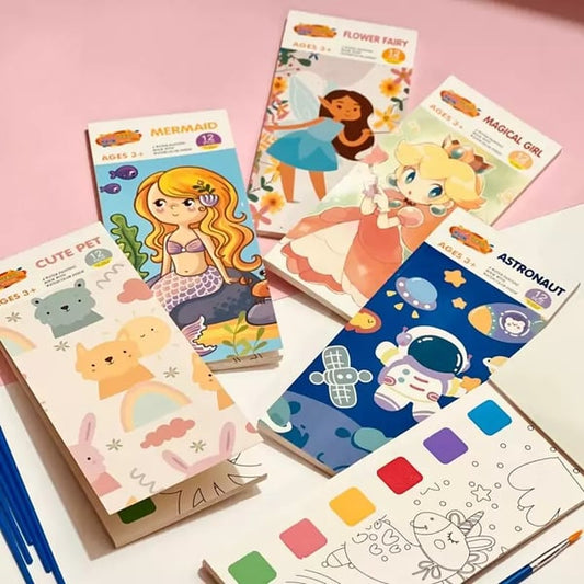 Watercolor Painting Book with Brush for Kids
