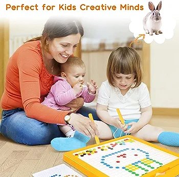 Magnetic Dot Board for Kids, Magnetic Drawing Board, Magnetic Learning Board for Toddler Kids (Elephant - Yellow)
