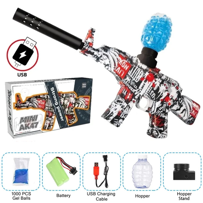 AK47 Gel Blaster Rechargeable Electric Toy Gun With 1000 Pcs Gel Balls