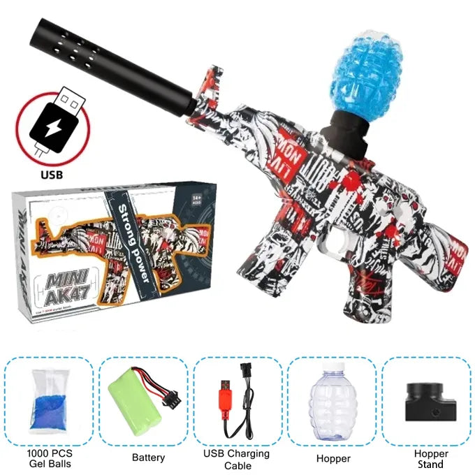 AK47 Gel Blaster Rechargeable Electric Toy Gun With 1000 Pcs Gel Balls