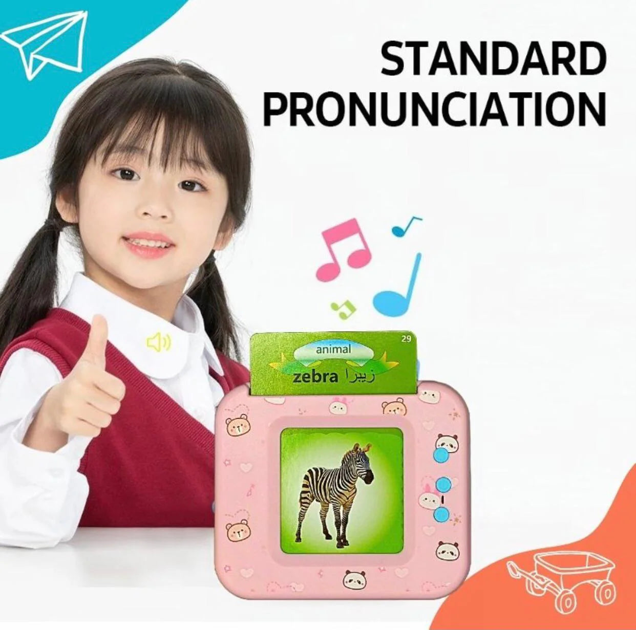 2in1 English & Urdu 108 Talking Flash Cards Machine Early Educational Learning Toys Rechargeable